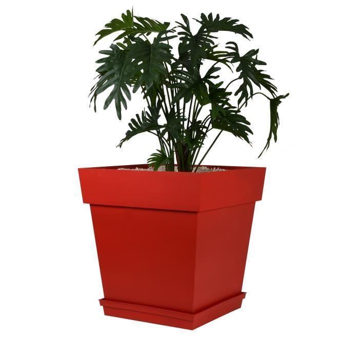 EDA Pot carré Toscane - 50 cm - 87 L - Rouge - Paloma Tech