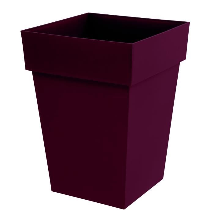 EDA Pot de Fleur Carré Mi-Haut TOSCANE - Volume 51 L - 39 x 39 x H.53 cm - Rouge bourgogne - Paloma Tech