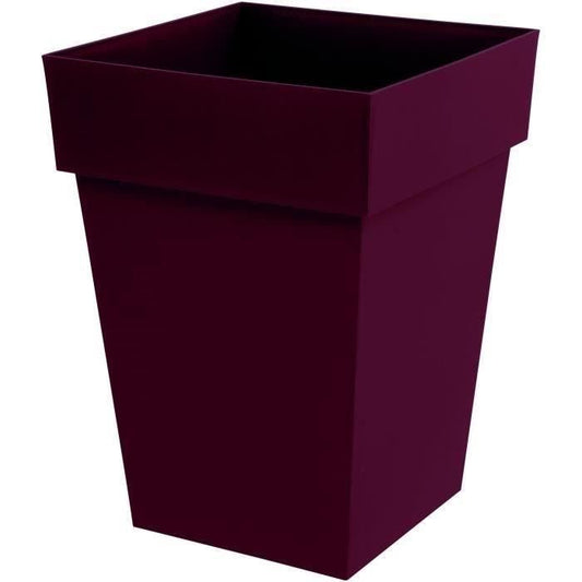 EDA Pot de Fleur Carré Mi-Haut TOSCANE - Volume 51 L - 39 x 39 x H.53 cm - Rouge bourgogne - Paloma Tech