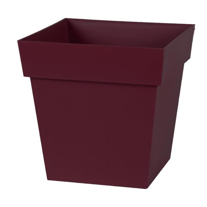 EDA Pot de Fleur Carré TOSCANE 32 cm - Volume 22 L - 32 x 32 x 32 cm - Rouge bourgogne - Paloma Tech