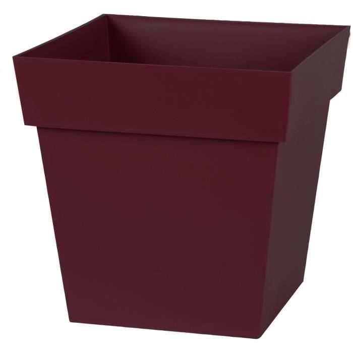 EDA Pot de Fleur Carré TOSCANE 32 cm - Volume 22 L - 32 x 32 x 32 cm - Rouge bourgogne - Paloma Tech