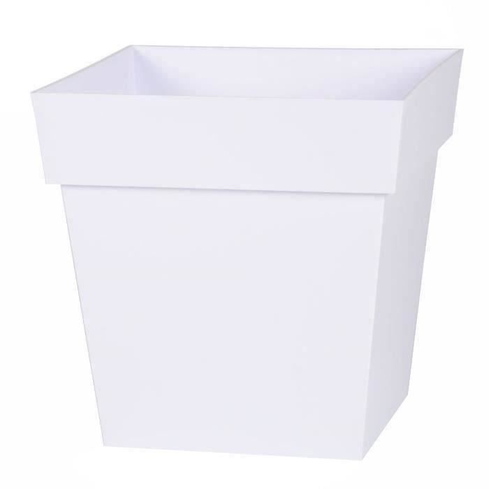 EDA Pot de fleur carré Toscane - 32 x 32 x H 32 cm - 22 L - Blanc - Paloma Tech