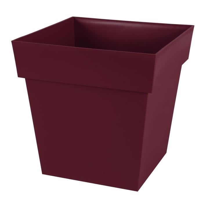 EDA Pot de Fleur Carré TOSCANE 39 cm - Volume 38 L - 39 x 39 x H.39 cm - Rouge bourgogne - Paloma Tech