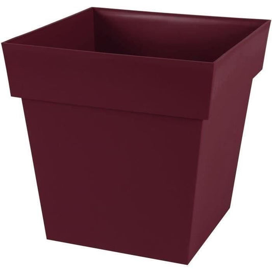 EDA Pot de Fleur Carré TOSCANE 39 cm - Volume 38 L - 39 x 39 x H.39 cm - Rouge bourgogne - Paloma Tech