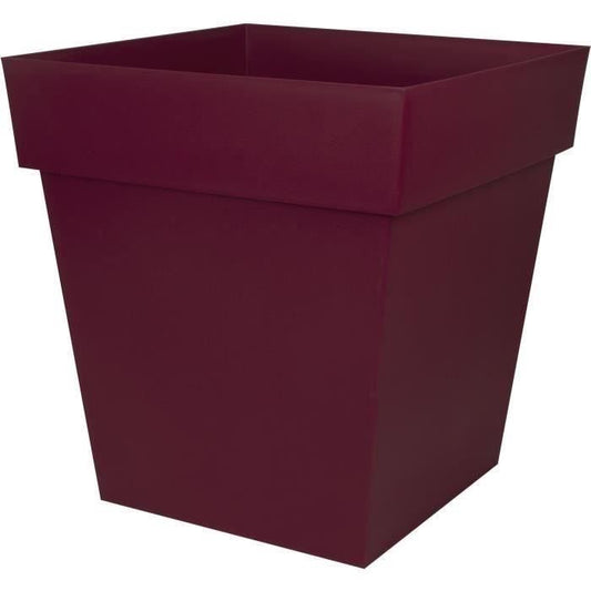 EDA Pot de Fleur Carré TOSCANE 50 cm - Volume 87 L - 49,5 x 49,5 x H.52,5 cm - Rouge bourgogne - Paloma Tech