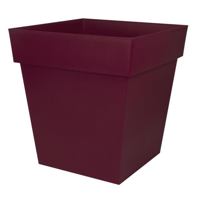 EDA Pot de Fleur Carré TOSCANE 50 cm - Volume 87 L - 49,5 x 49,5 x H.52,5 cm - Rouge bourgogne - Paloma Tech