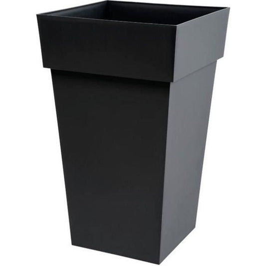 EDA Pot de fleur haut carré Toscane - 39 x 39 x H 65 cm - 62 L - Gris anthracite - Paloma Tech