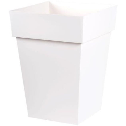 EDA Pot de fleur mi-haut carré Toscane - 39 x 39 x H 53 cm - 51 L - Blanc - Paloma Tech