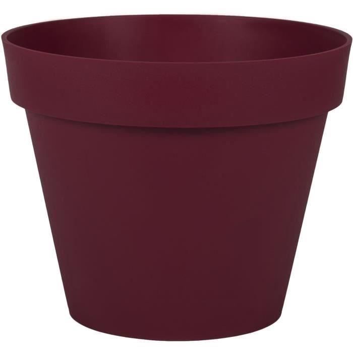 EDA Pot de Fleur Rond TOSCANE Ø 30 cm - Volume 10 L - Ø 29,5 x H.24 cm - Rouge bourgogne - Paloma Tech