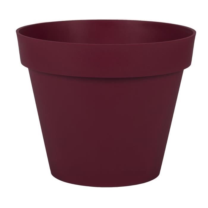 EDA Pot de Fleur Rond TOSCANE Ø 30 cm - Volume 10 L - Ø 29,5 x H.24 cm - Rouge bourgogne - Paloma Tech