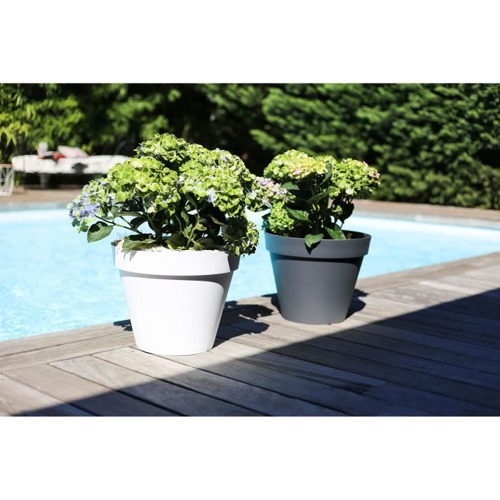 EDA Pot de fleur rond Toscane - Ø 30 x H 26 cm - 10 L - Blanc - Paloma Tech