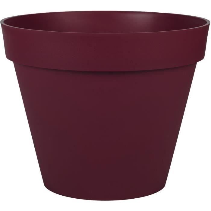 EDA Pot de Fleur Rond TOSCANE Ø 40 cm - Volume 23 L - Ø 39,5 x H.31 cm - Rouge bourgogne - Paloma Tech