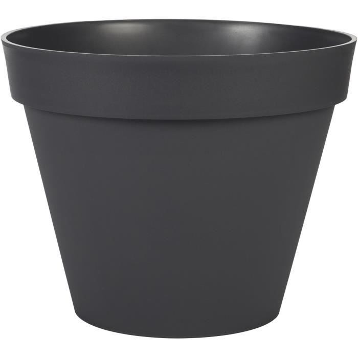 EDA Pot de fleur rond Toscane - Ø 40 x H 32 cm - 23 L - Gris anthracite - Paloma Tech