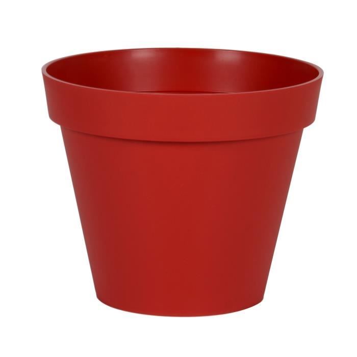 EDA Pot de fleur rond Toscane - Ø 40 x H 32 cm - 23 L - Rouge rubis - Paloma Tech