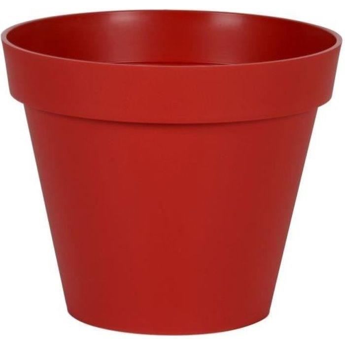 EDA Pot de fleur rond Toscane - Ø 40 x H 32 cm - 23 L - Rouge rubis - Paloma Tech