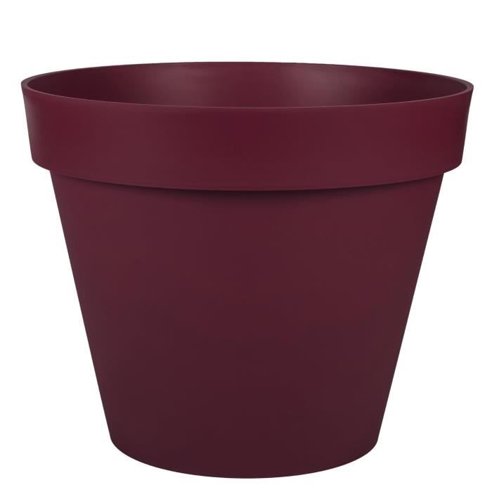 EDA Pot de Fleur Rond TOSCANE Ø 48 cm - Volume 43 L - Ø 47,5 x H.39 cm - Rouge bourgogne - Paloma Tech