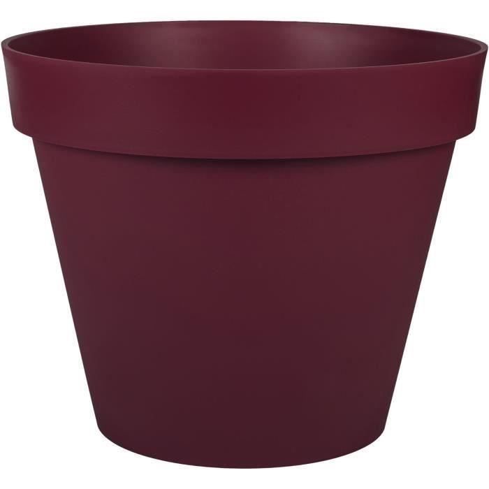 EDA Pot de Fleur Rond TOSCANE Ø 48 cm - Volume 43 L - Ø 47,5 x H.39 cm - Rouge bourgogne - Paloma Tech