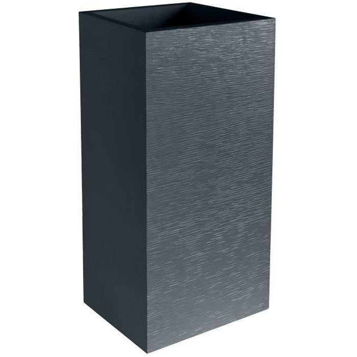 EDA Pot de fleurs haut carré Graphit - 39,5 x 39,5 x H 80 cm - 31 L - Gris anthracite - Paloma Tech