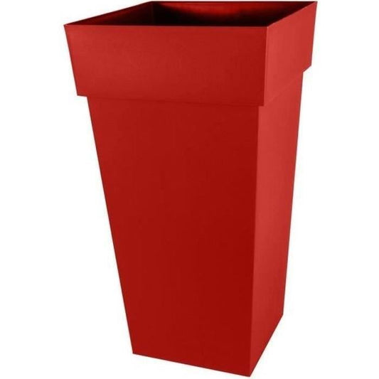 EDA Pot de fleurs XXL  Toscane  - Carré - 43,3 x 43,3 x H 80 cm - 98 L - Rouge rubis - Paloma Tech