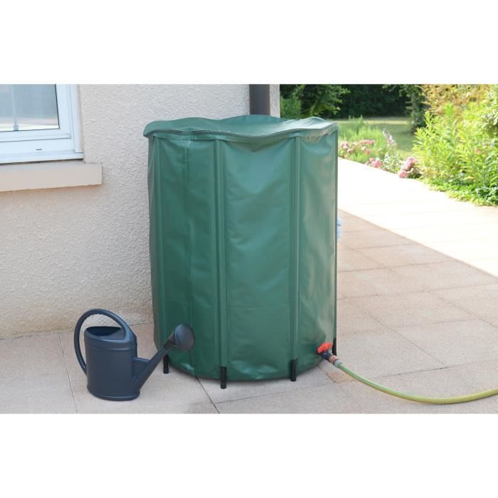 EDA - Récupérateur d'eau Souple et Pliable 500 L - avec Filtre en Filet + 2 Robinets - Résistant aux Intempéries - Ø 80 x H.98 cm - Paloma Tech