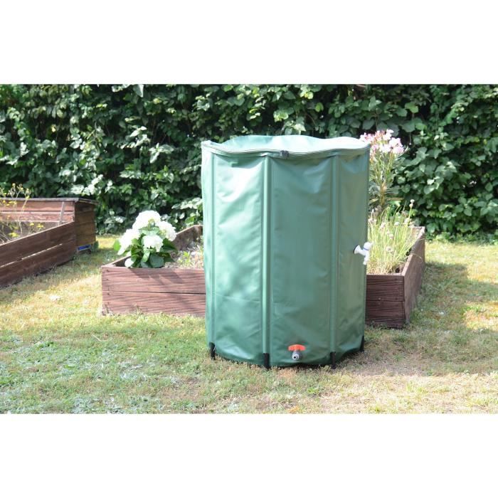 EDA - Récupérateur d'eau Souple et Pliable 500 L - avec Filtre en Filet + 2 Robinets - Résistant aux Intempéries - Ø 80 x H.98 cm - Paloma Tech