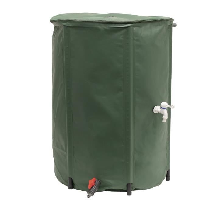 EDA - Récupérateur d'eau Souple et Pliable 500 L - avec Filtre en Filet + 2 Robinets - Résistant aux Intempéries - Ø 80 x H.98 cm - Paloma Tech