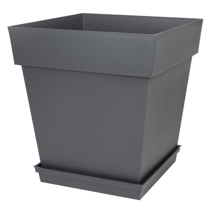 EDA Soucoupe carrée Toscane - 40 cm - Gris anthracite - Paloma Tech