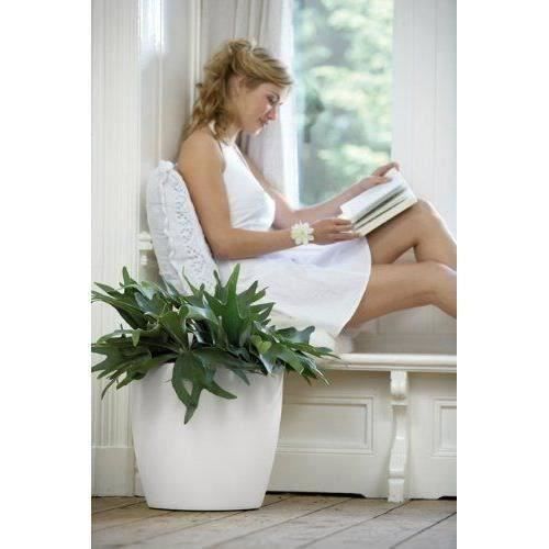 ELHO Brussels Pot de fleurs rond Roues 40 - Blanc - Ø 39 x H 37 cm - intérieur - 100% recyclé - Paloma Tech