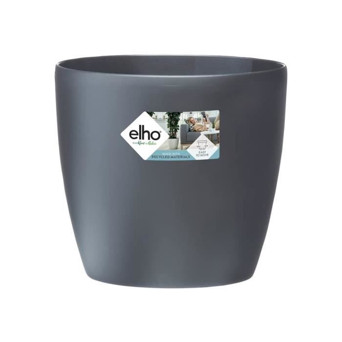 ELHO Brussels Pot de fleurs rond Roues 40 - Noir - Ø 39 x H 37 cm - intérieur - 100% recyclé - Paloma Tech