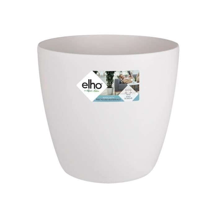 ELHO Brussels Pot de fleurs rond Roues 47 - Blanc - Ø 47 x H 44 cm - intérieur - 100% recyclé - Paloma Tech