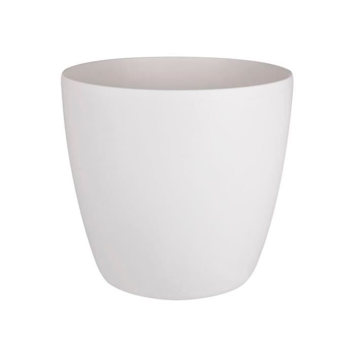 ELHO Brussels Pot de fleurs rond Roues 47 - Blanc - Ø 47 x H 44 cm - intérieur - 100% recyclé - Paloma Tech