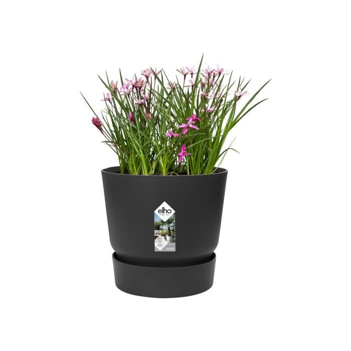 ELHO Greenville Pot de fleurs rond 47 - Noir - Ø 47 x H 44 cm - extérieur - 100% recyclé - Paloma Tech