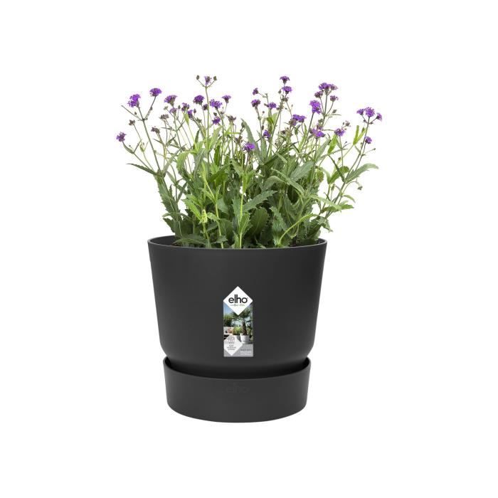 ELHO Greenville Pot de fleurs rond 47 - Noir - Ø 47 x H 44 cm - extérieur - 100% recyclé - Paloma Tech