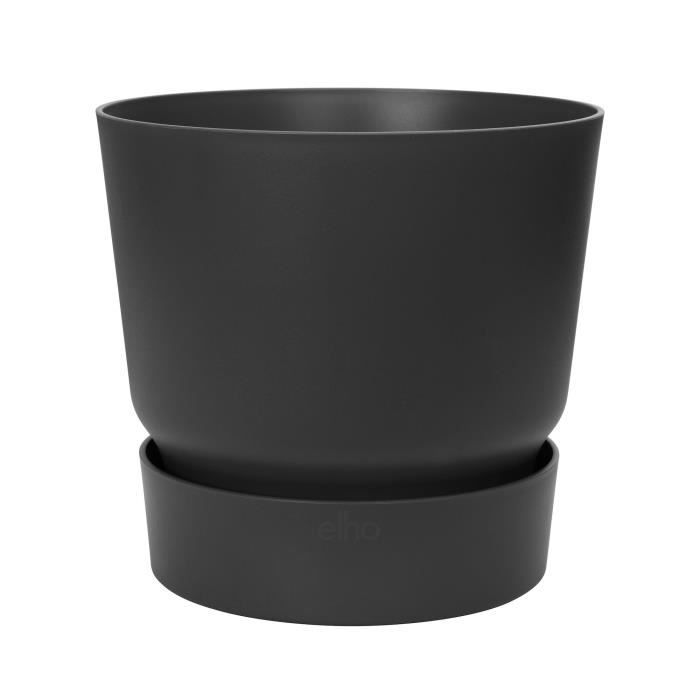 ELHO Greenville Pot de fleurs rond 47 - Noir - Ø 47 x H 44 cm - extérieur - 100% recyclé - Paloma Tech