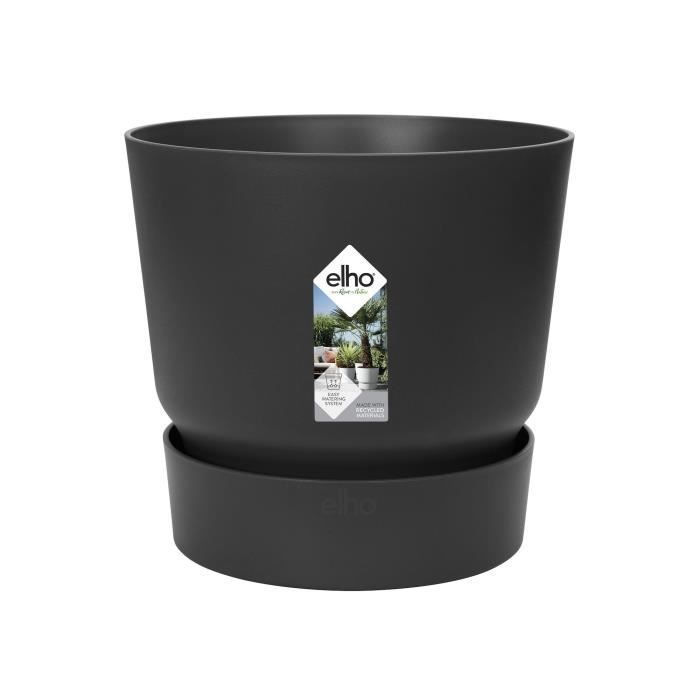 ELHO Greenville Pot de fleurs rond 47 - Noir - Ø 47 x H 44 cm - extérieur - 100% recyclé - Paloma Tech