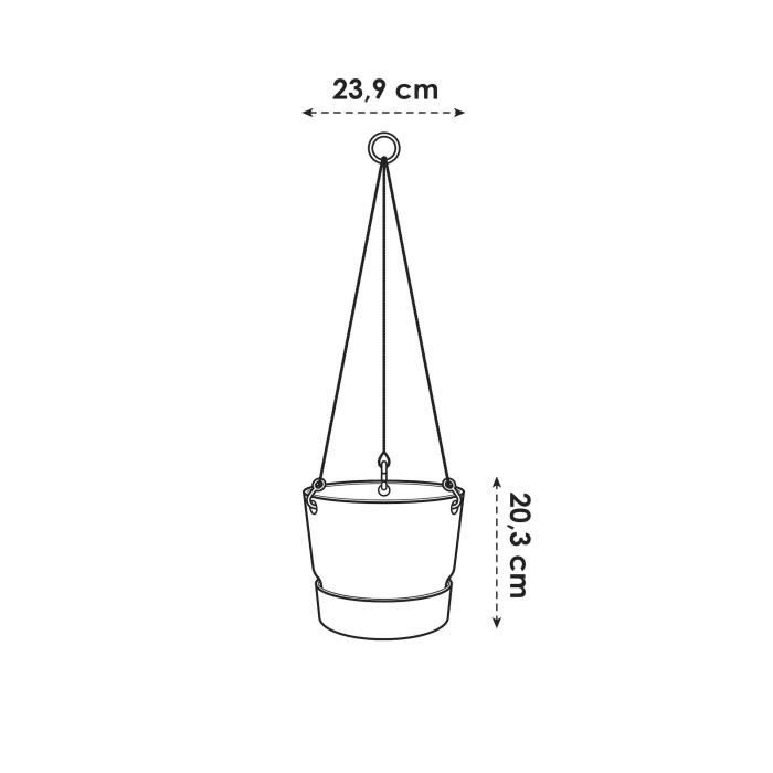 elho Greenville Suspension Noir Ø 24 cm Ampel - 123 - Paloma Tech