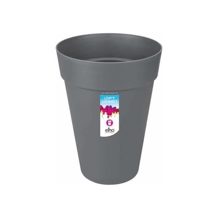 ELHO Loft Urban Pot de fleurs rond Haut 42 - Noir - Ø 42 x H 56 cm - extérieur - 100% recyclé - Paloma Tech