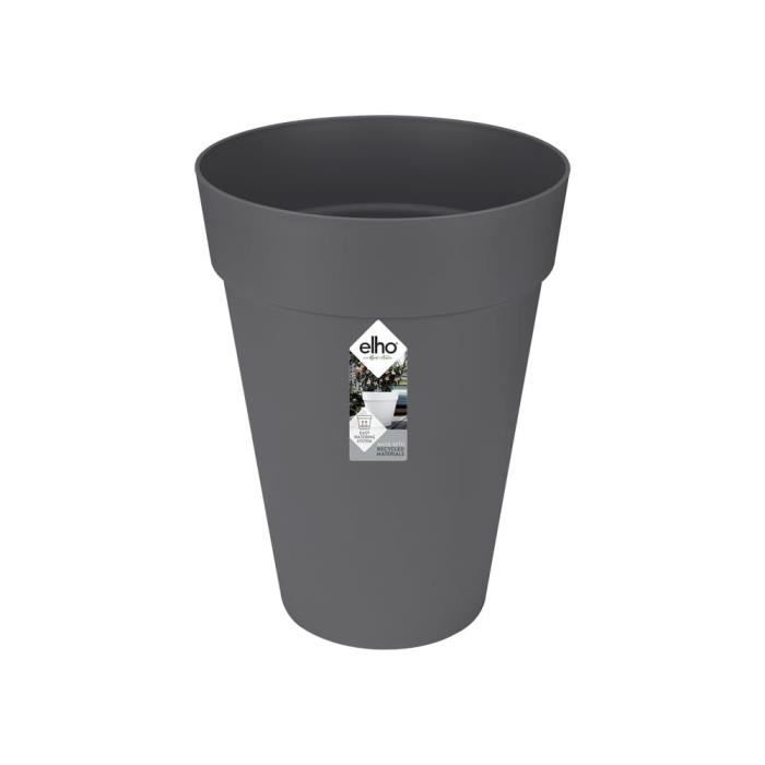 ELHO Loft Urban Pot de fleurs rond Haut 42 - Noir - Ø 42 x H 56 cm - extérieur - 100% recyclé - Paloma Tech