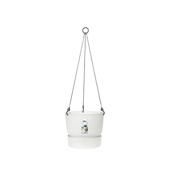 ELHO Pot de fleurs a suspendre Greenville 24 - Extérieur - Ø 23,9 x H 20,3 cm - Blanc - Paloma Tech