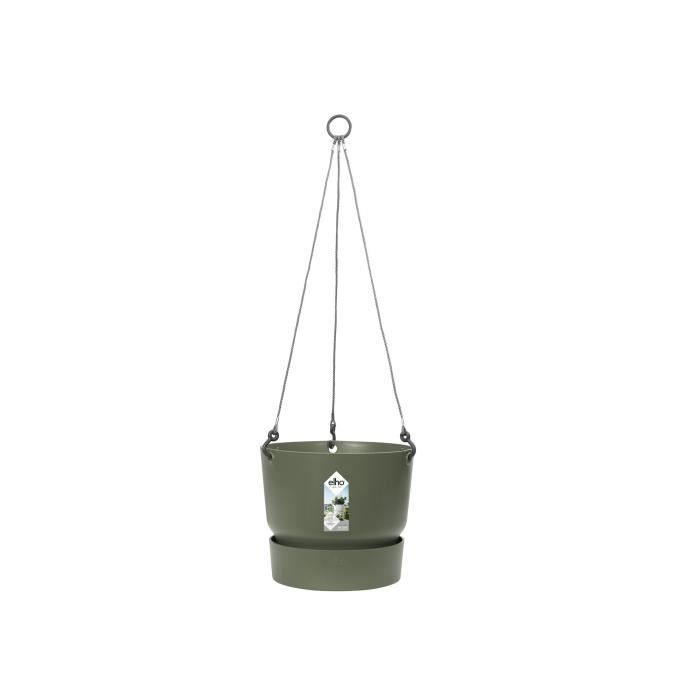 ELHO Pot de fleurs a suspendre Greenville 24 - Extérieur - Ø 23,9 x H 20,3 cm - Vert feuille - Paloma Tech