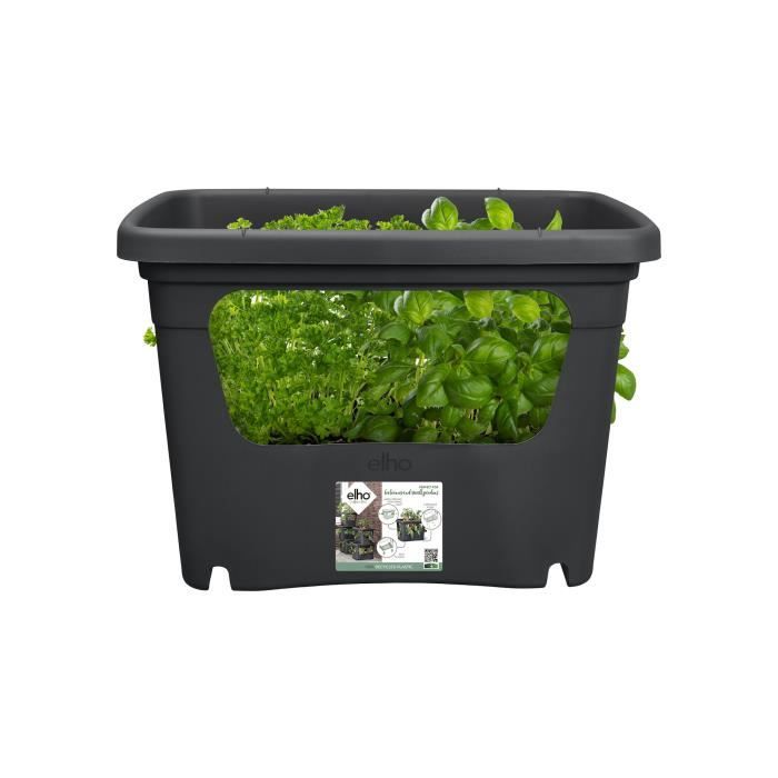 ELHO - Pot de fleurs -  Green Basics Stack & Grow Large - Living Noir - Extérieur - L 35.1 x W 50.9 x H 35.7 cm - Paloma Tech