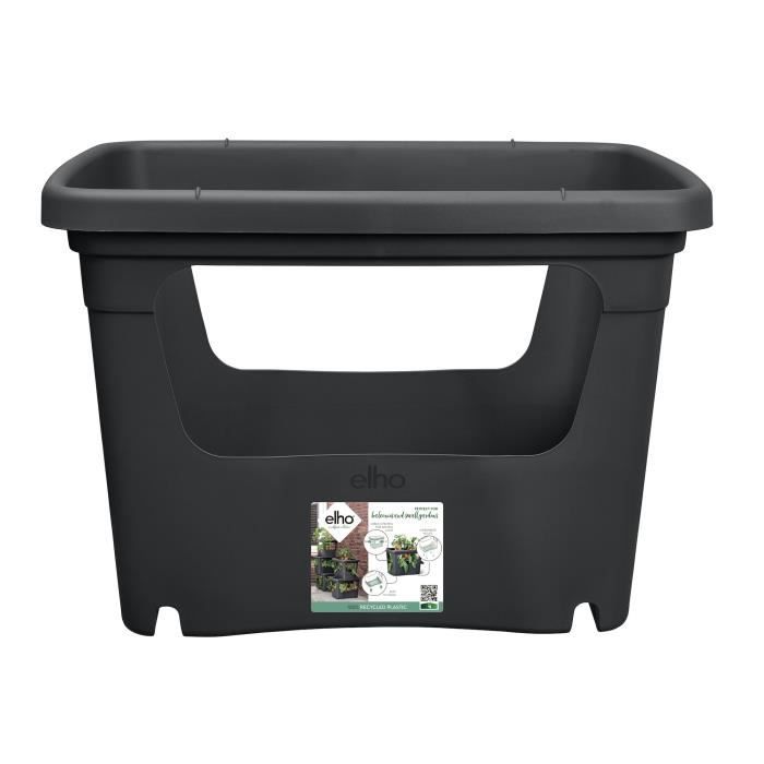 ELHO - Pot de fleurs -  Green Basics Stack & Grow Large - Living Noir - Extérieur - L 35.1 x W 50.9 x H 35.7 cm - Paloma Tech