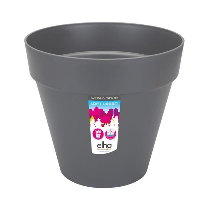 ELHO Pot de fleurs rond avec roues Loft Urban - Ø 40 cm - Gris anthracite - Paloma Tech