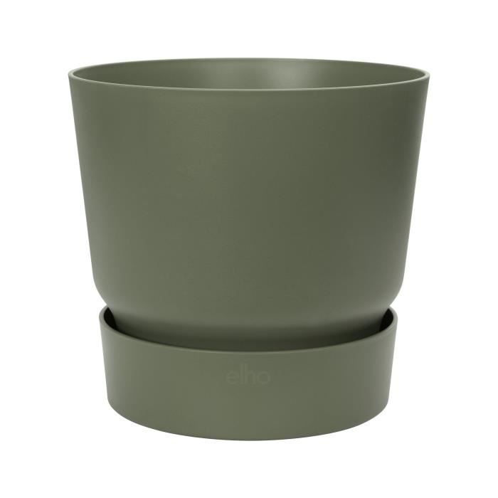 ELHO Pot de fleurs rond Greenville 25 - Extérieur - Ø 24,48 x H 23,31 cm - Vert feuille - Paloma Tech