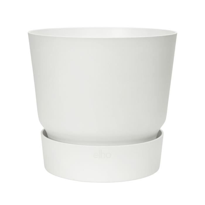 ELHO Pot de fleurs rond Greenville 25 - Extérieur - Ø 24,48 x H 23,31 cm - Blanc - Paloma Tech