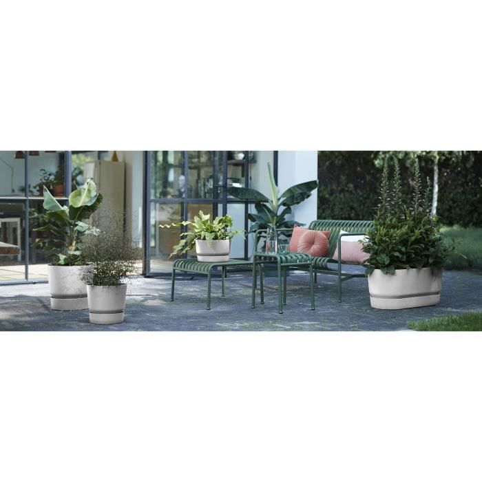 ELHO Pot de fleurs rond Greenville 25 - Extérieur - Ø 24,48 x H 23,31 cm - Gris béton vivant - Paloma Tech