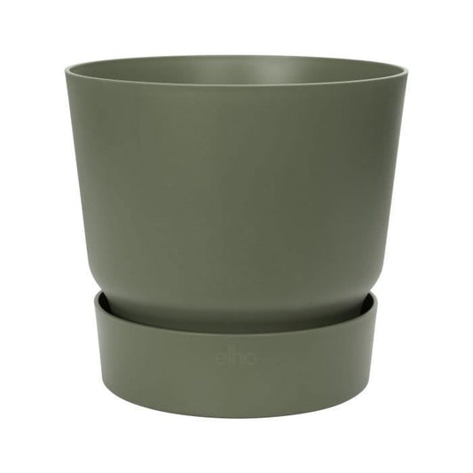 ELHO Pot de fleurs rond Greenville 30 - Extérieur - Ø 29,5 x H 27,8 cm - Vert feuille - Paloma Tech