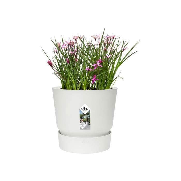 ELHO Pot de fleurs rond Greenville 40 - Extérieur - Ø 39 x H 36,8 cm - Blanc - Paloma Tech