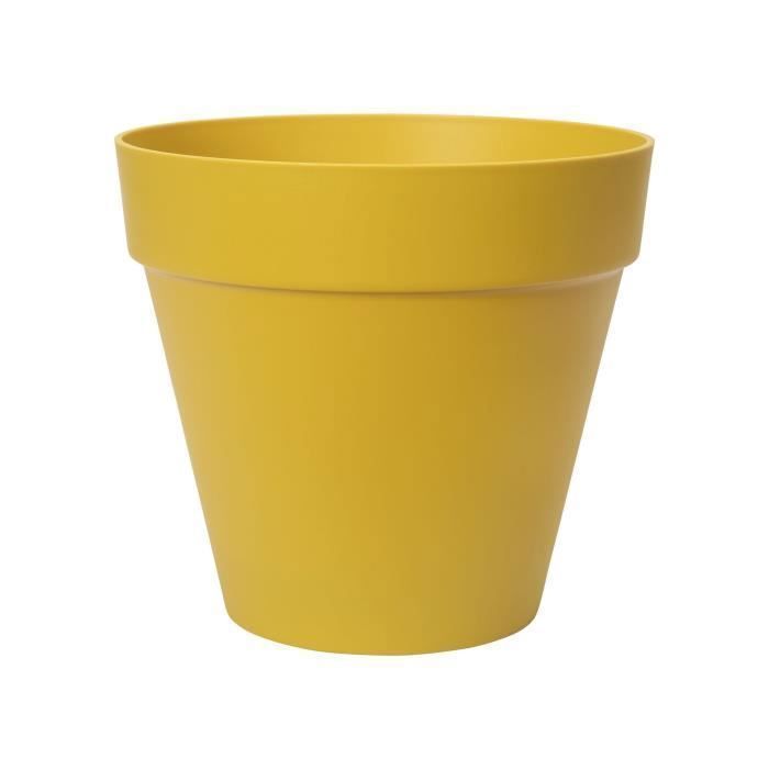 ELHO Pot de fleurs rond Loft Urban 25 - Extérieur - Ø 24,5 x H 22,2 cm - Jaune ocre - Paloma Tech