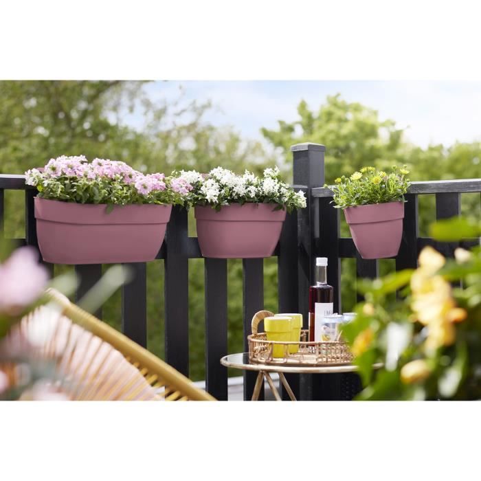 ELHO - Pot de fleurs -  Vibia Campana Easy Hanger Medium - Rose Poussiere - Balcon extérieur - L 24.1 x W 36 x H 26.5 cm - Paloma Tech